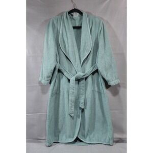 Joy Mangano True Perfection Luxury Robe Terry Cloth M/L Light Blue/Green
